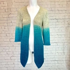 INC International Concepts Ombre Sweater wrap, large, tan to teal